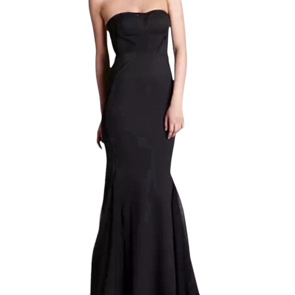 Zac Posen Textured Strapless Gown Black - Picture 1 of 8